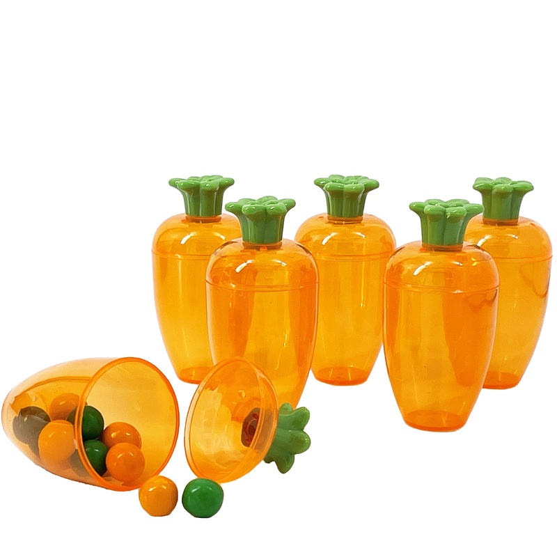 The Dreidel Company Fillable Easter Carrots Containers, Bright Orange Plastic Carrot, Perfect For Easter Hunt, Surprise 5.5'' In