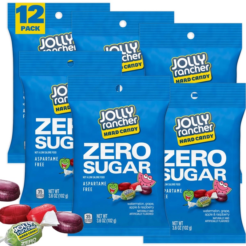 Zero Sugar Jollyranchers, 3.6 Ounce Bag (Pack Of 12), Individually Wrapped Hard Candy, The Hampton Popcorn & Candy Company