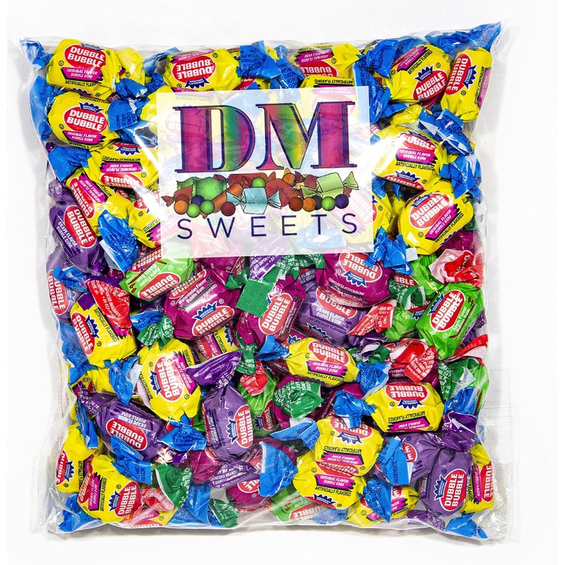 4 Flavor Gum - 2 Lbs Of Assorted Apple Watermelon Grape Original Individually Wrapped Fresh Bubble Gum