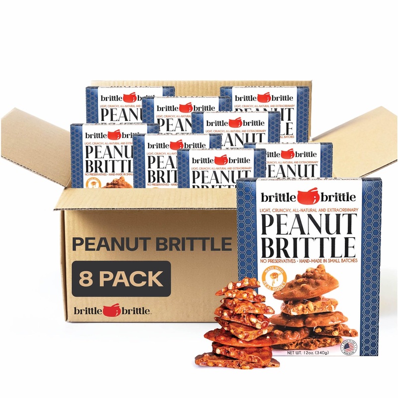Brittle-Bittle Peanut Brittle Candy, Handmade Old Fashioned Peanut Brittle Made With Honey, All Natural, Gluten Free, Perfect Sn