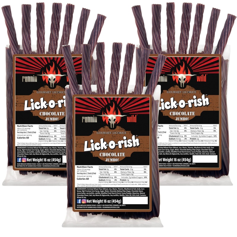 Chocolate Flavored Licorice Twists | Lick-O-Rish, 3 Pounds Total Of Chocolate Licorice Candy (Set Of 3 Bags, 1 Pound Each)