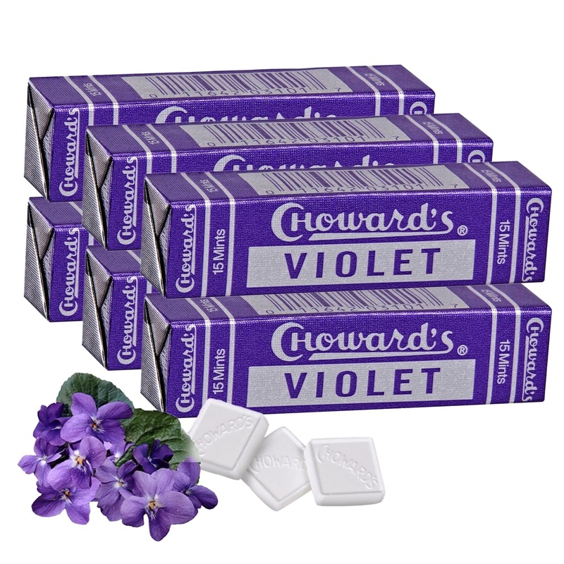 Choward's Violet Mints Candy - 6 Pack (15 Mints Each) | Nostalgic Bold Flavor for Snacks, Travel, Sharing & Gifting | Blue, Red, Violet