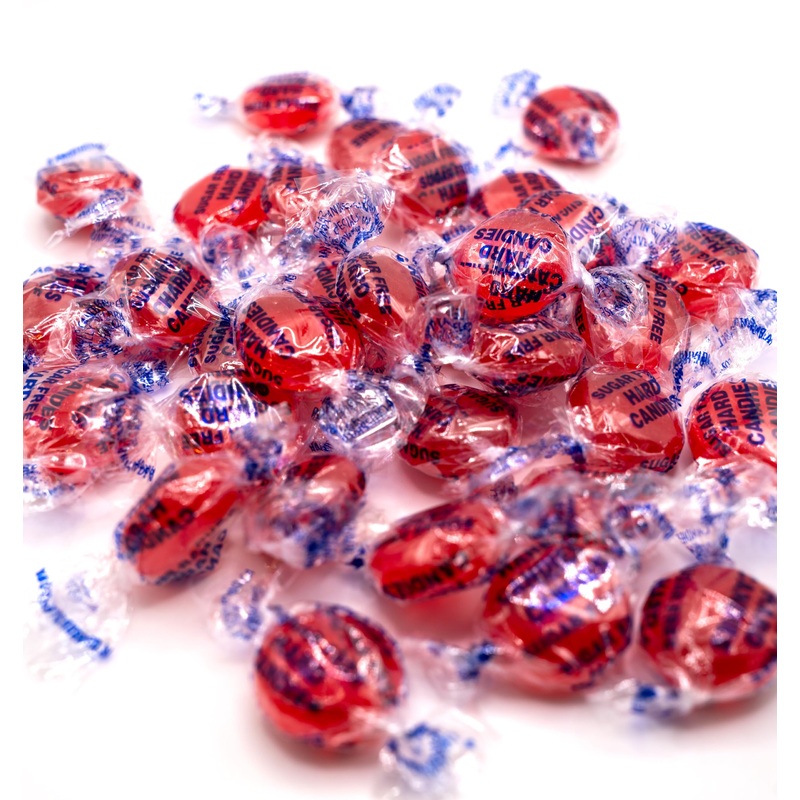 Dm Sweets Sugar Free Cinnamon Candy Buttons - 1 Lb Of Individually Wrapped Hard Sucking Candy, Red