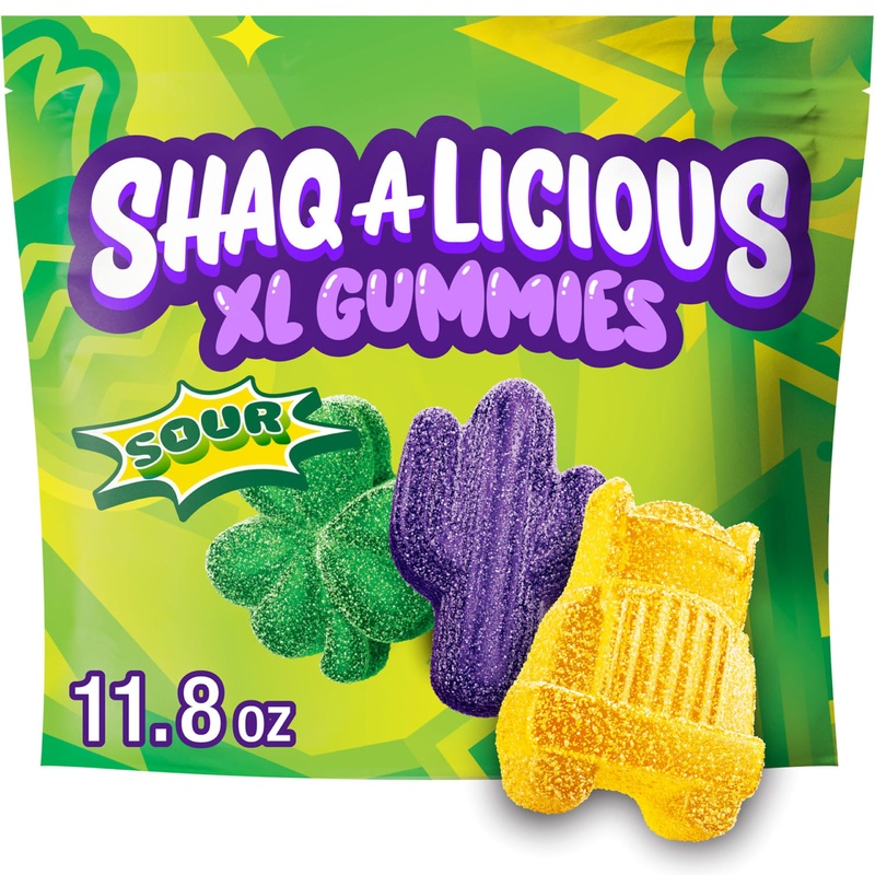 Shaq-A-Licious Xl Gummies Sour Chewy, Candy Bag, 11.8 Oz