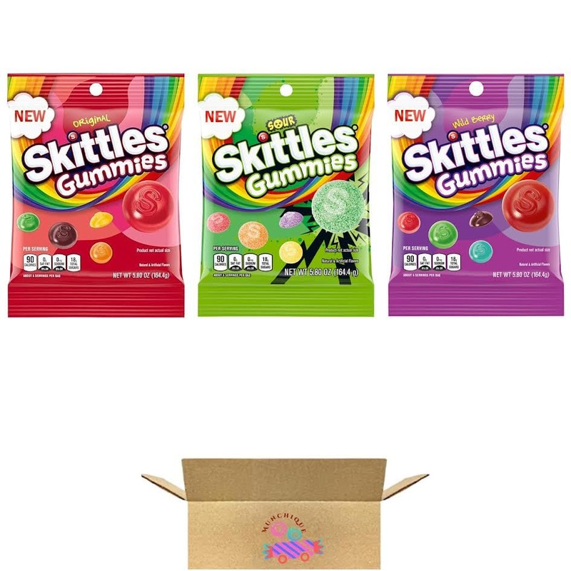 Skittl Gummy Candy Combo Pack: Original, Wild Berry, And Sour (3 Bags, 5.8 Oz Each, 17.4 Oz Total)