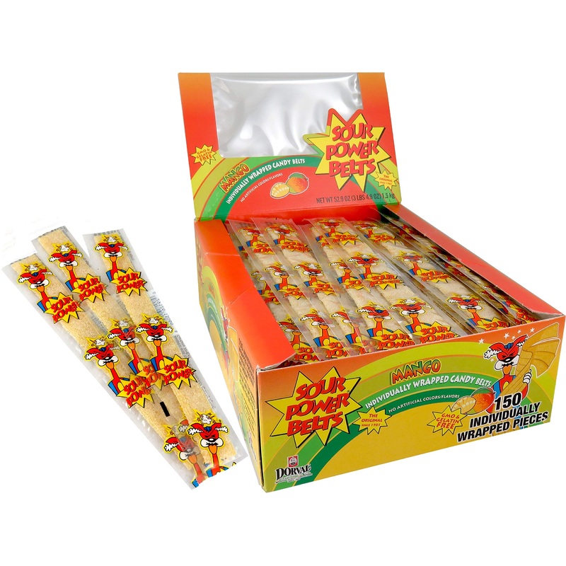 Sour Power Mango Individually Wrapped Belts, Mango, 150Count
