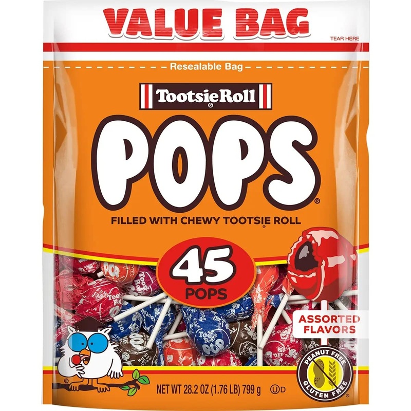 Tootsie Pops - Assorted Flavors - 45 Ct Bag 28.2 Oz - Great Halloween Candy - Cherry, Orange, Strawberry, Grape, And Chocolate F
