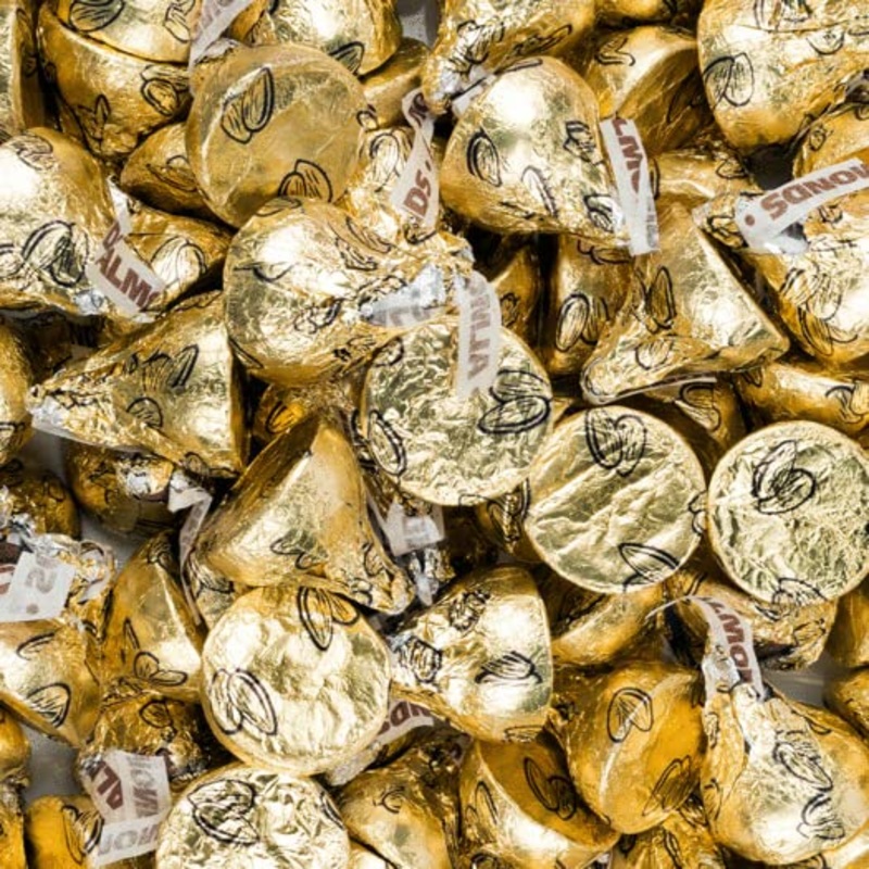 1Lb Gold Candy Milk Chocolate Kisses With Almonds 1Lb