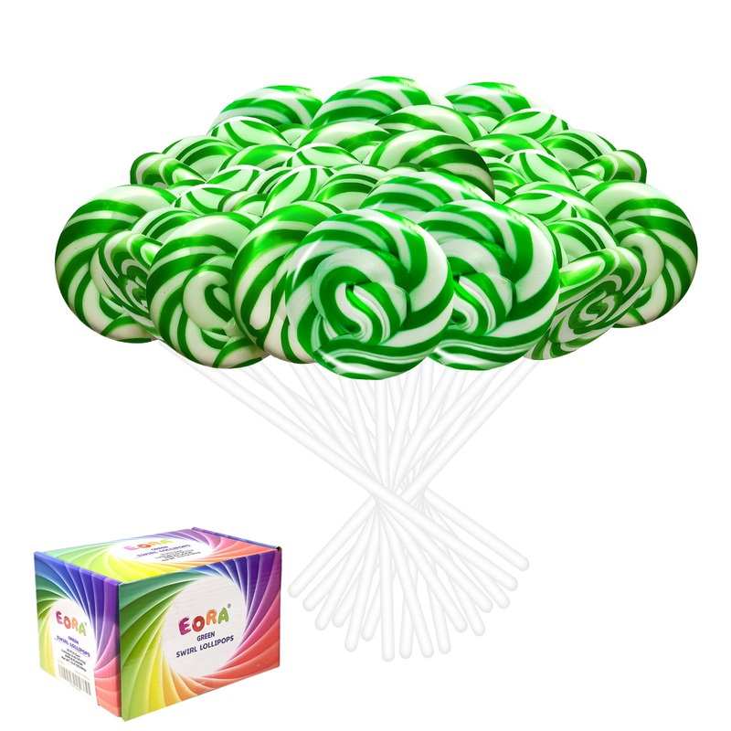 32 Pack Twist & Swirl Lollipops Suckers Individually Wrapped Bulk, St. Patrick'S Day Candy Suckers, Green & White Swirl Lollipop