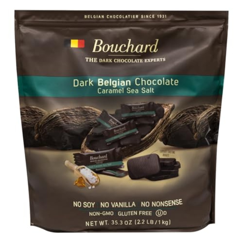 Belgian Dark Chocolate Caramel Sea Salt Napolitains 35.3 Oz (2.2 Lb/1Kg)