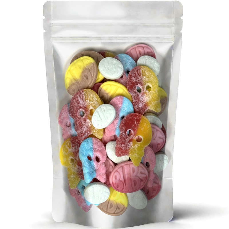 Bubs Swedish Candy Mix - Big Ovals, Skulls, And More - Sweet And Sour Swedish Gummies - 1 Pound Of Godis From Sweden (0.5 Lb)