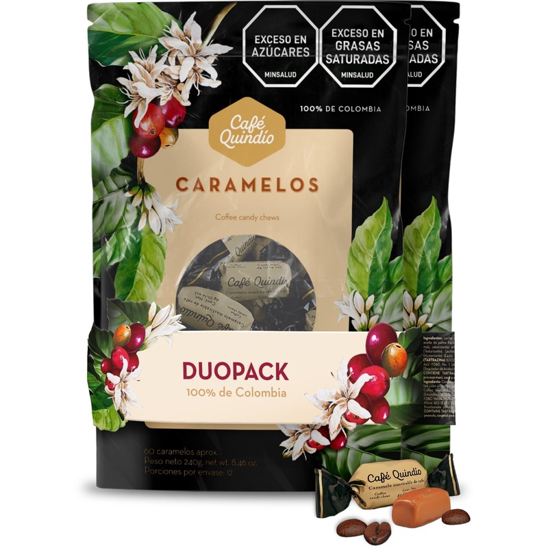 Cafe Quindio Chewy Coffee Caramels Duopack (2 Bags Of 8.5 Oz (240G) Each) - Approximately 120 Candies