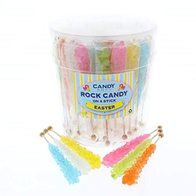 Candy Envy - Easter Rock Candy Sugar Sticks - 36 Individually Wrapped Treats - Pastel Colors