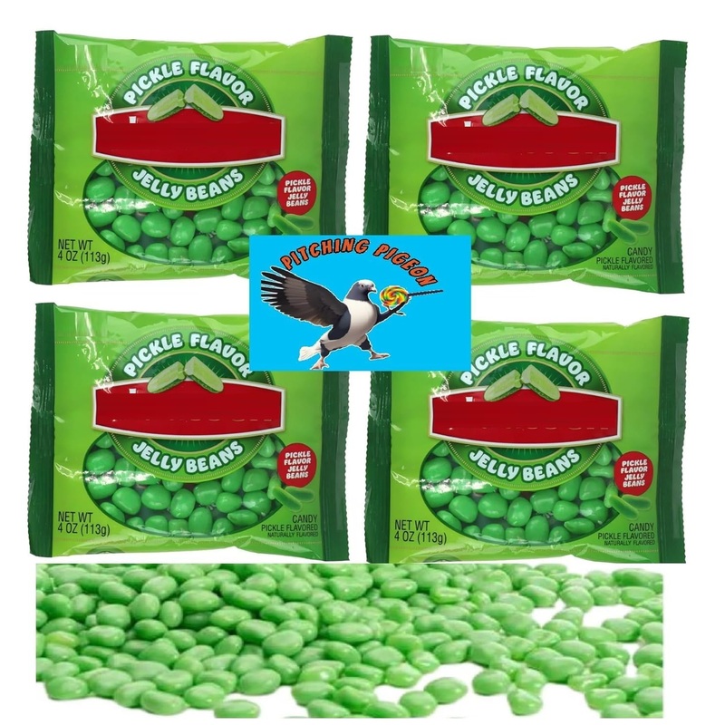 Pickle Flavor Jelly Beans 16Oz Total Easter Basket Candy Gifts Egg Hunt Stuffers - Includes Pitching Pigeon Brand Magnet