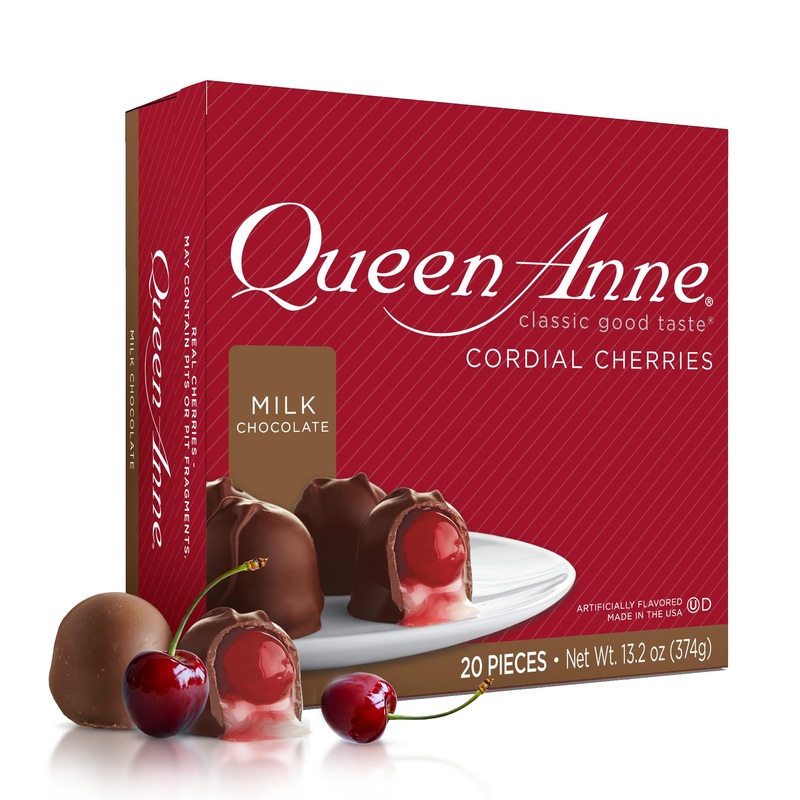 Queen Anne Milk Chocolate Covered Cordial Cherries | 13.2 Oz | 20 Piece Gift Box | Whole Maraschino Cherry Creamy Filled Liquid