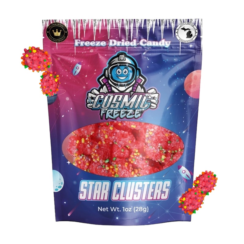 Star Clusters Freeze Dried Candy Pack, Crunchy Dry Frozen Candy Freeze Dried For Mix-In Snacks, Gluten-Free, Made In Usa, 1.0 Oz
