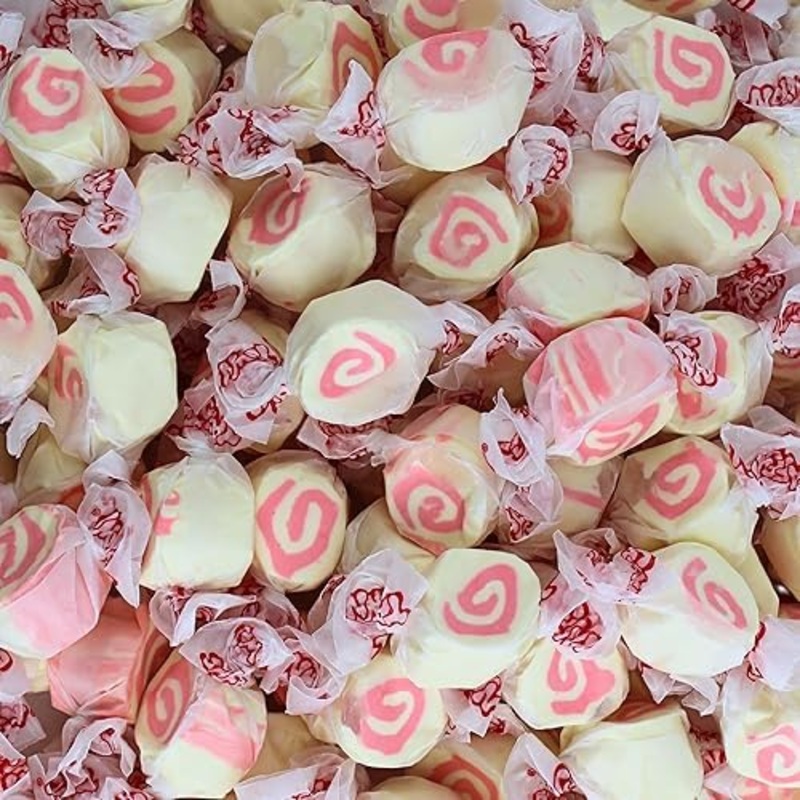 Strawberry Cheesecake Salt Water Taffy - Individually Wrapped Assorted Flavors - Old Fashion Saltwater Taffy Candy Bulk, By Quee