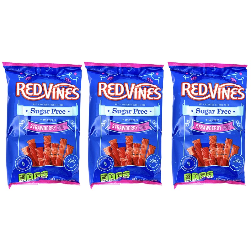 Sugar-Free Licorice Strawberry Twists - Fat Free, Sugar-Free Licorice Twists 5 Ounce (Pack Of 3)