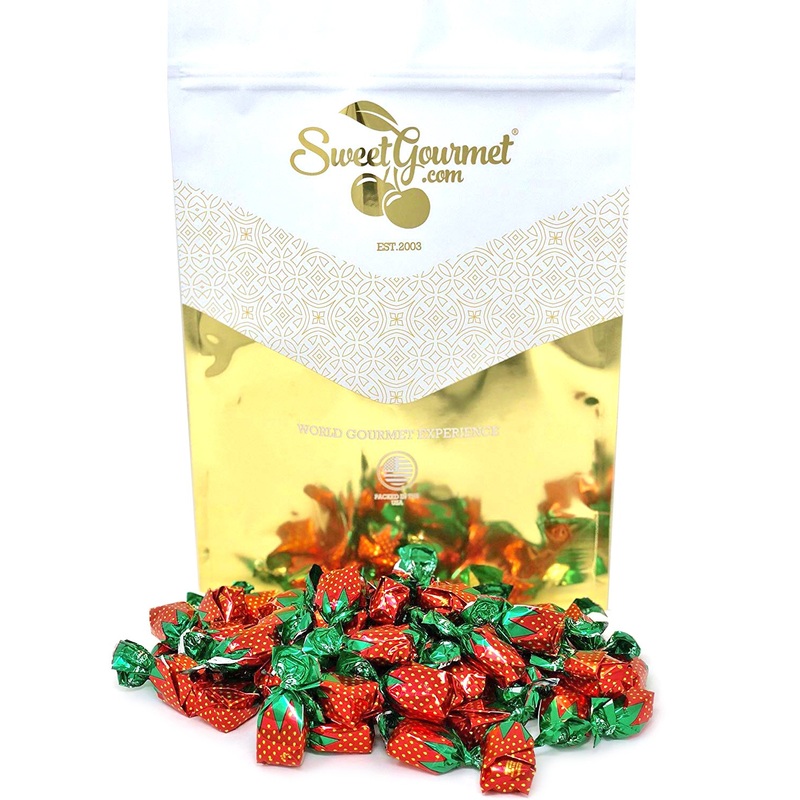 Sweetgourmet Arcor Strawberry Bon Bons Buds Filled Hard Candy | 5 Pounds