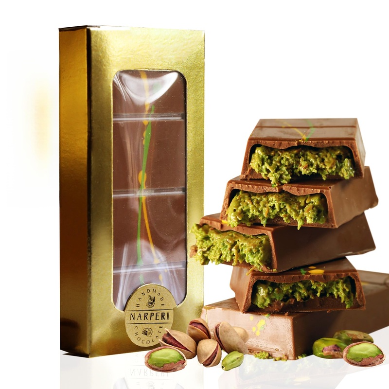 2 Pack - Narperi Dubai Chocolate Bar (Total 7 Oz) Handmade With Premium Pistachio Cream, Finest Belgian Milk Chocolate And Crisp