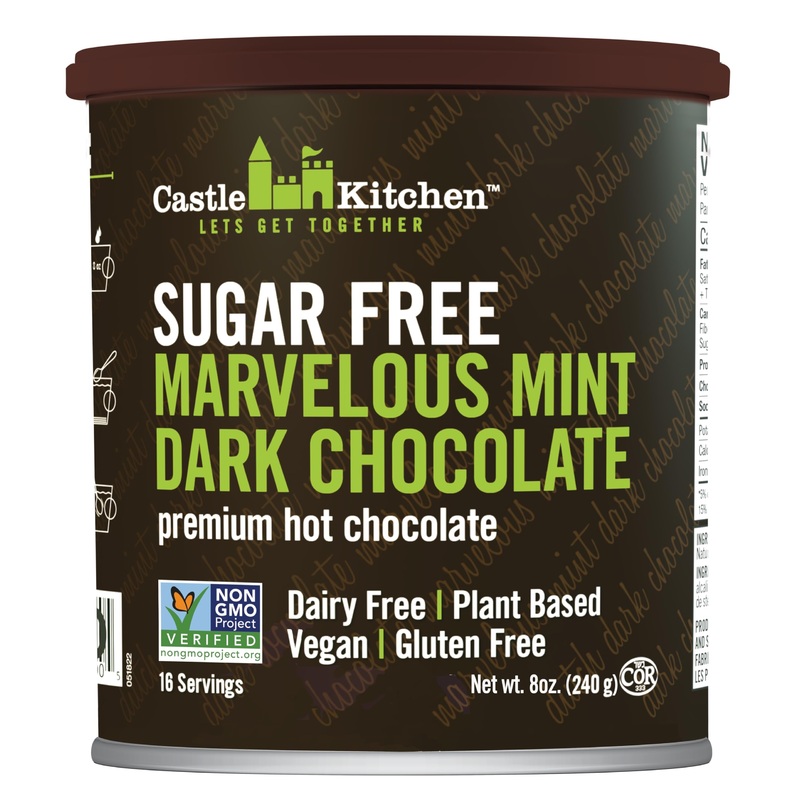 Castle Kitchen Sugar Free Marvelous Mint Premium Dark Hot Chocolate Mix With Monkfruit (8 Oz) - Vegan, Dairy Free, Plant Based -