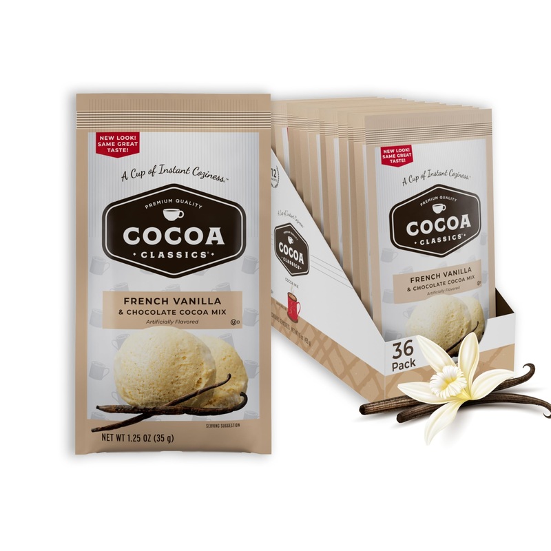 Cocoa Classics French Vanilla Cocoa Mix, Hot Chocolate, Made With Nonfat Milk, Just Add Hot Water, Make Hot Or Iced Cocoa, Glute