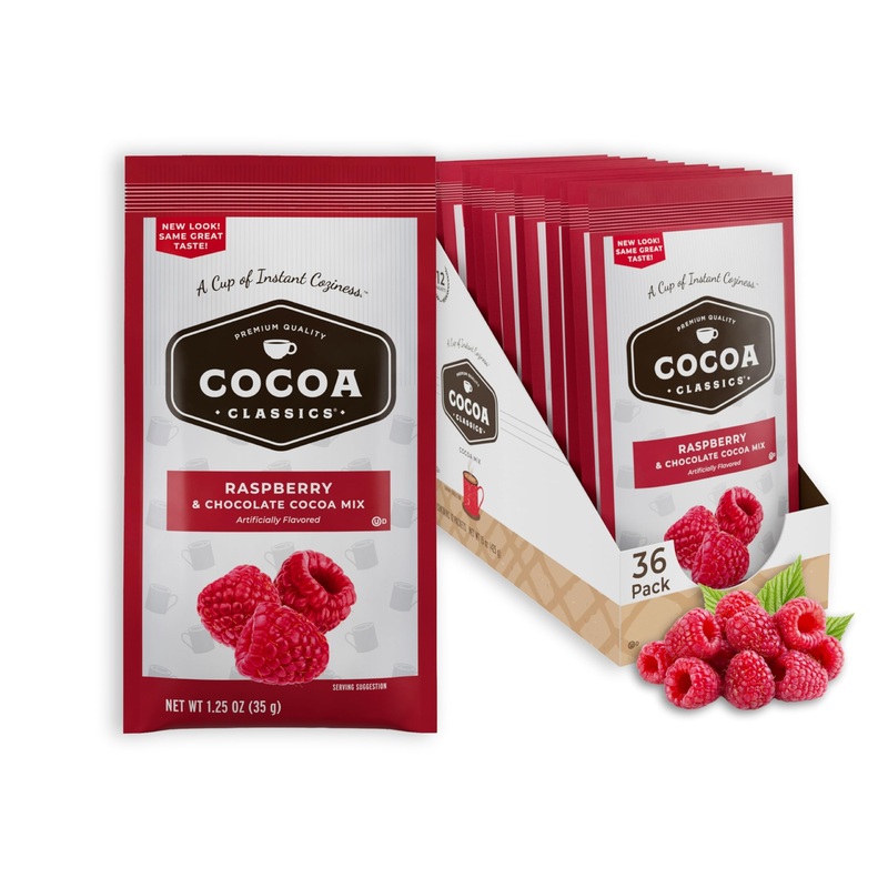 Cocoa Classics Raspberry Cocoa Mix, Hot Chocolate, Made With Nonfat Milk, Just Add Hot Water, Make Hot Or Iced Cocoa, Gluten Fre
