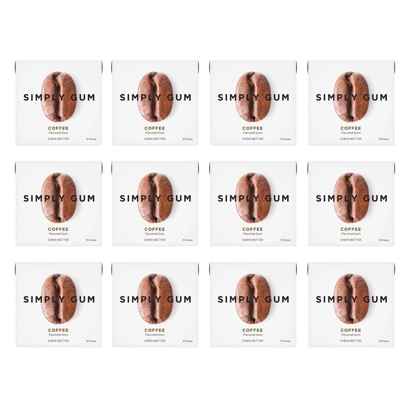 Simply Gum | Coffee | Plant- Based Chewing Gum | Pack Of 12 | Synthetic Plastic Free + Aspartame Free + Non Gmo
