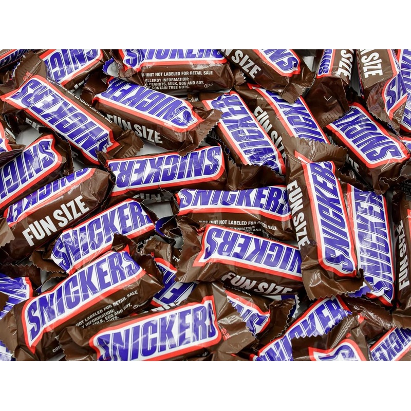 Snickers Fun Size Chocolate Candy Bars 1 Lb - Anti Melt Pack, Individually Wrapped (26 Pieces), Bulk Resealable Bag, Convenient