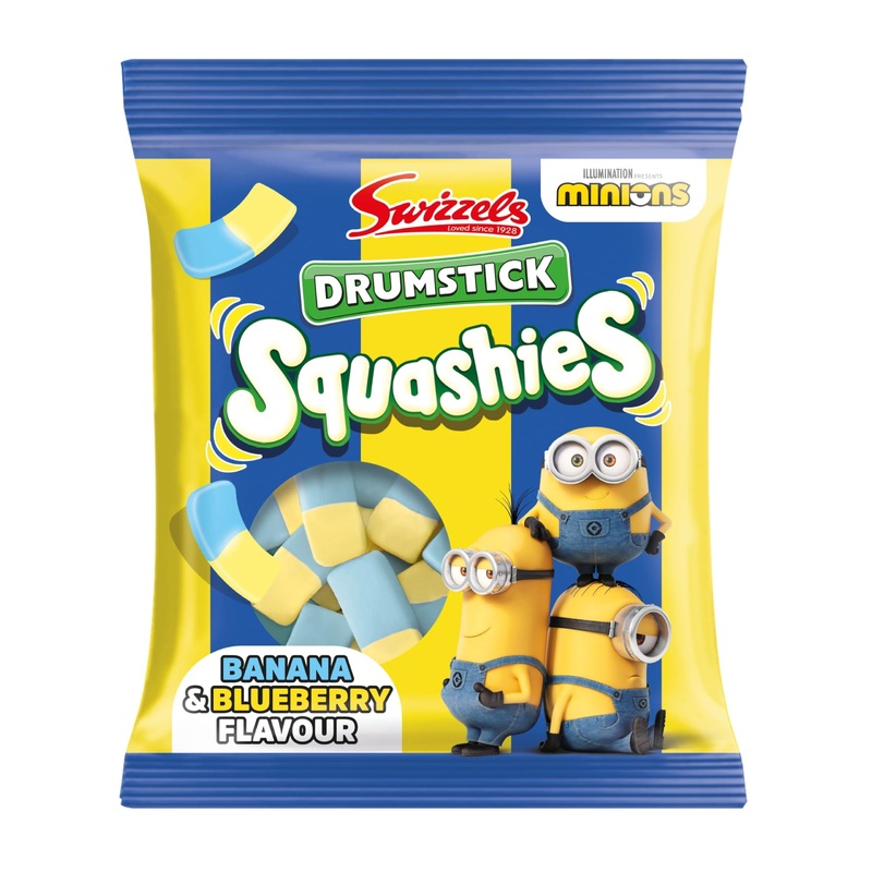 Swizzels Squashies Minion Sweets - Banana & Blueberry Flavour - Single Bag 120G