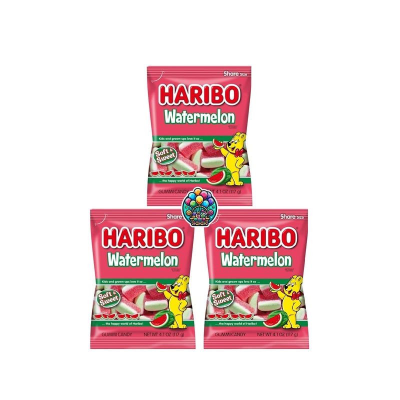Watermelon Gummi Candy - 4Oz. (Pack Of 3) Bite-Sized Share Size Peg Bags, Watermelon Flavor For Halloween, Christmas And More In