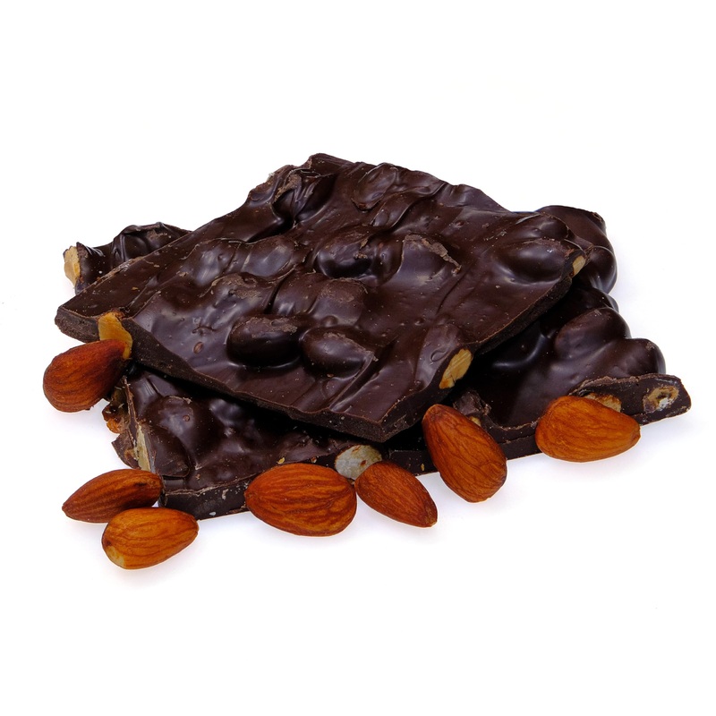 Candykorner Dark Chocolate Almond Bark - Half Pound - Gourmet Handmade Chocolate With Roasted Almonds - 8 Ounces By Candykorner