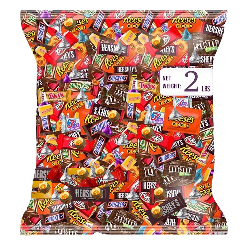 Chocolate Assorted Bulk Candy - 2 Lb Chocolate Candy Variety Pack - Bulk Milk & Dark Chocolates Candy - Bulkcandy Mix For Candyb