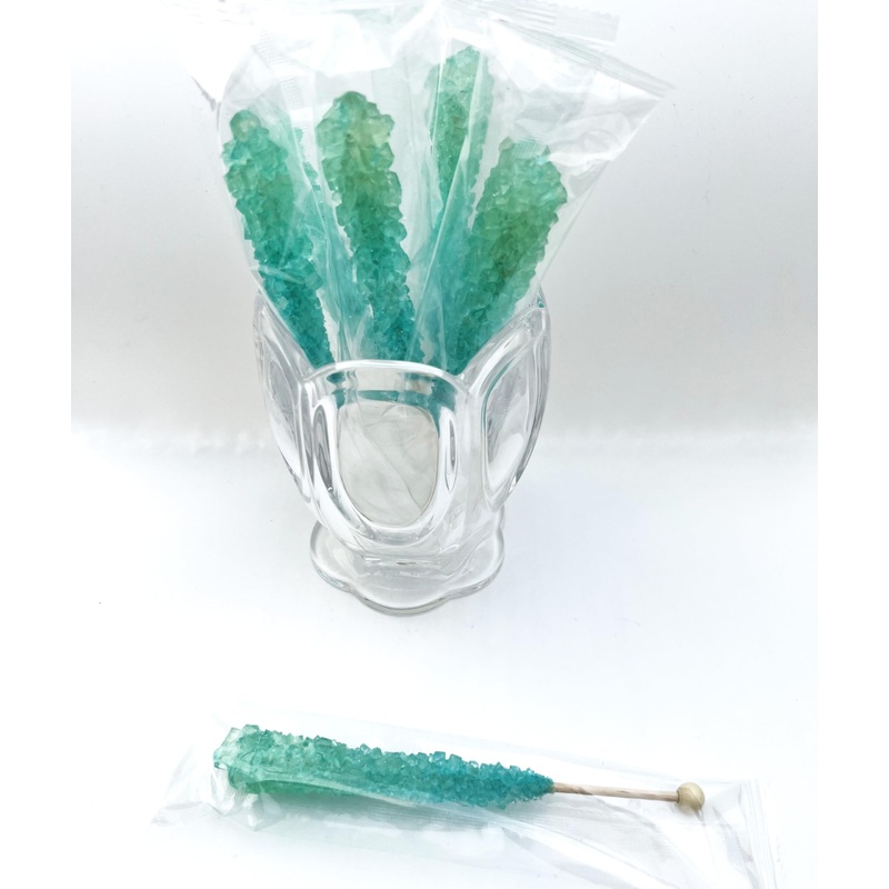 Classic Rock Candy Sticks, Sugar Rock Crystal Lollipops, Individually Wrapped (Pack Of 60, Light Blue Cotton Candy)