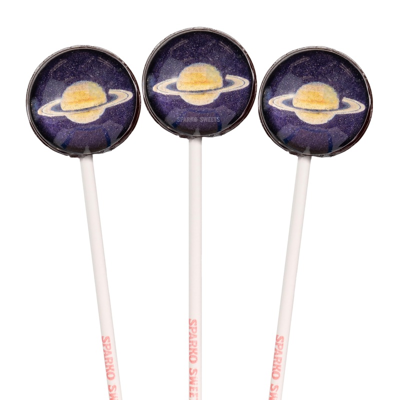 Sparko Sweets Galaxy Lollipops, Planet Designs, Fruit Flavor, 10 Pieces, Individually Wrapped, 1 Lb, Handcrafted In Usa - A Swee