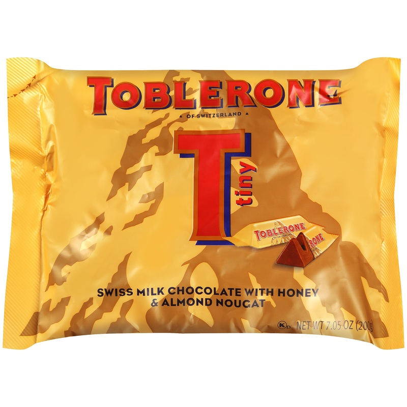 Tiny Toblerone Milk Chocolate Bars With Honey And Almond Nougat, 7.05 Oz (25 Pieces)