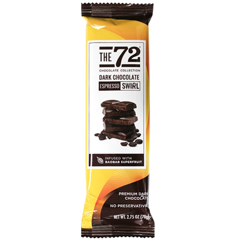 72 Chocolate Dark Chocolate Espresso Swirl 2.75 oz Bar