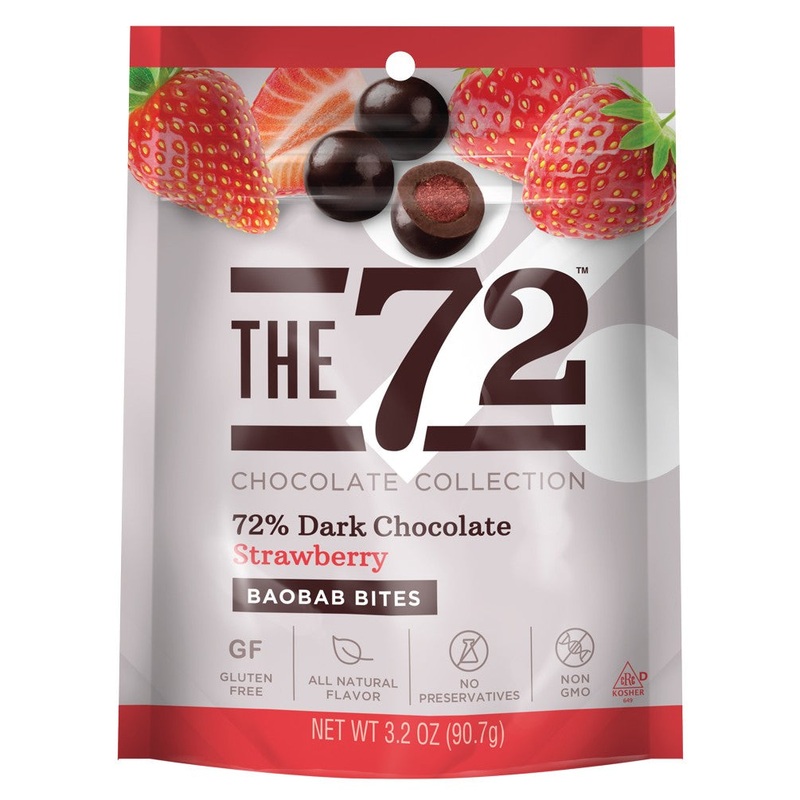 72% Dark Chocolate Strawberry Baobab Bites 3.2 oz. Bag
