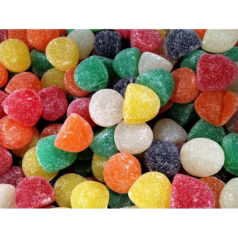 Assorted Sugar Sanded Fruit Juju Gum Drops - 1 Lb Of Fresh Delicious Bright Chewy Lemon Lime Orange Cherry Pineapple Grape Bulk
