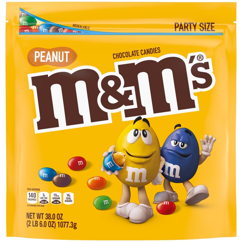 M&M's Peanut Chocolate Candies Party Size Resealable Bags
