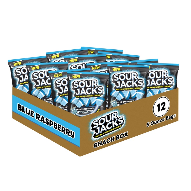 Sour Jacks, Sour Gummy Wedges, Blue Raspberry Flavored Candy, 5Oz Bag (12 Pack)