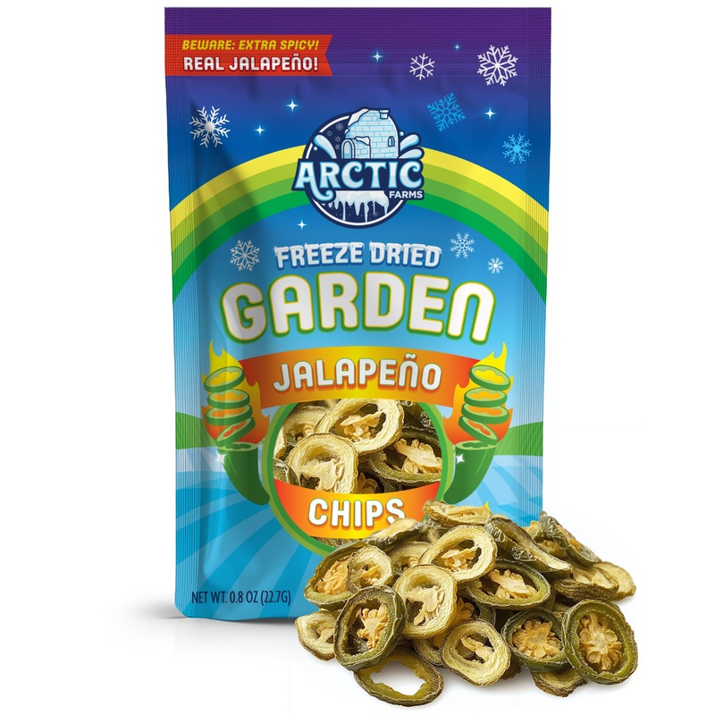 Arctic Farms Garden Freeze Dried Jalapeno Chips, Extra Spicy, Crunchy (Large Bag)