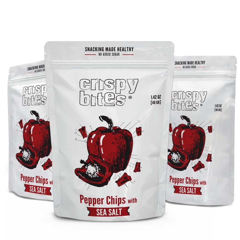 Baked Bell Pepper Chips, No Oil Added, Vegetable Crisps, No Sugar Added, Gluten Free, Healthy Snack, Vegan, Salad Topper, Sea Sa