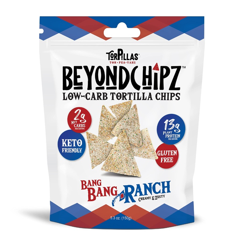 Beyondchipz Low Carb Tortilla Chips, Bang Bang Ranch, Keto Friendly, Gluten Free, 5.3Oz Bag, Pack Of 4