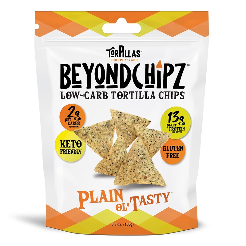 Beyondchipz Low Carb Tortilla Chips, Plain Ol' Tasty, Keto Friendly, Gluten Free, 5.3Oz Bag, Pack Of 4