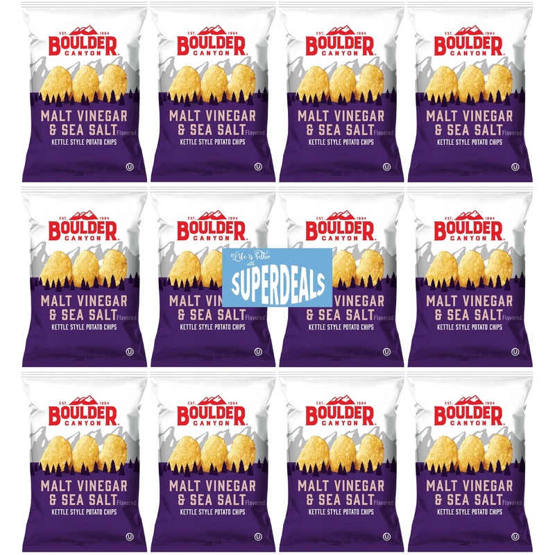 Boulder Canyon | Malt Vinegar & Sea Salt | Kettle Style Potato Chips| 1.5 Ounce | Pack Of 12 Bundled By Superdeals With Mystery