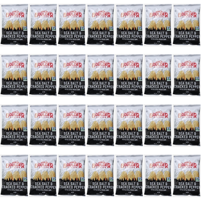 Boulder Canyon Sea Salt & Cracked Pepper Kettle Style Potato Chips, 1.5 oz, Pack of 28 by SUPERDEALS with Mystery Bonus Gift