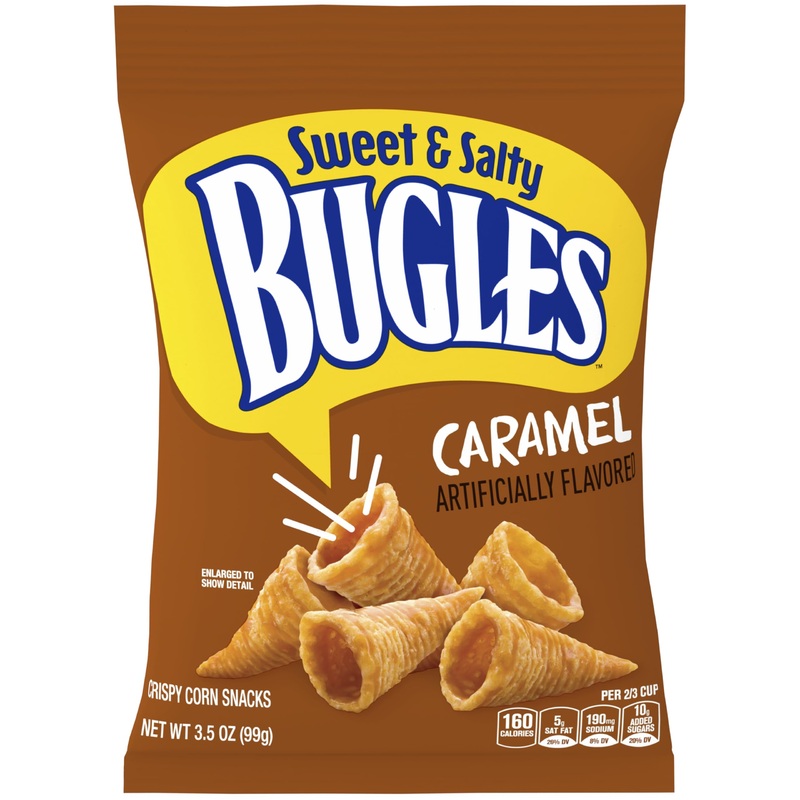 Bugles Corn Snacks, Caramel, 3.5 Oz (Pack Of 7)