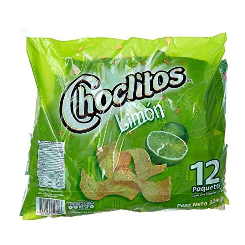 Chocloitos 2 Set Choclitos Sabor Limon 12 Packs De 27 Grs C/U - Corn Chips Lime Flavor 12 Packs Of 95 Oz Each.