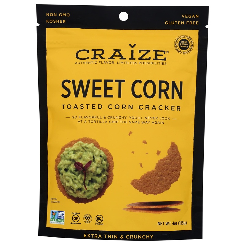 Craize Sweet Corn Toasted Corn Cracker, Gluten Free, Non Gmo, 4 Ounce (Pack Of 6)